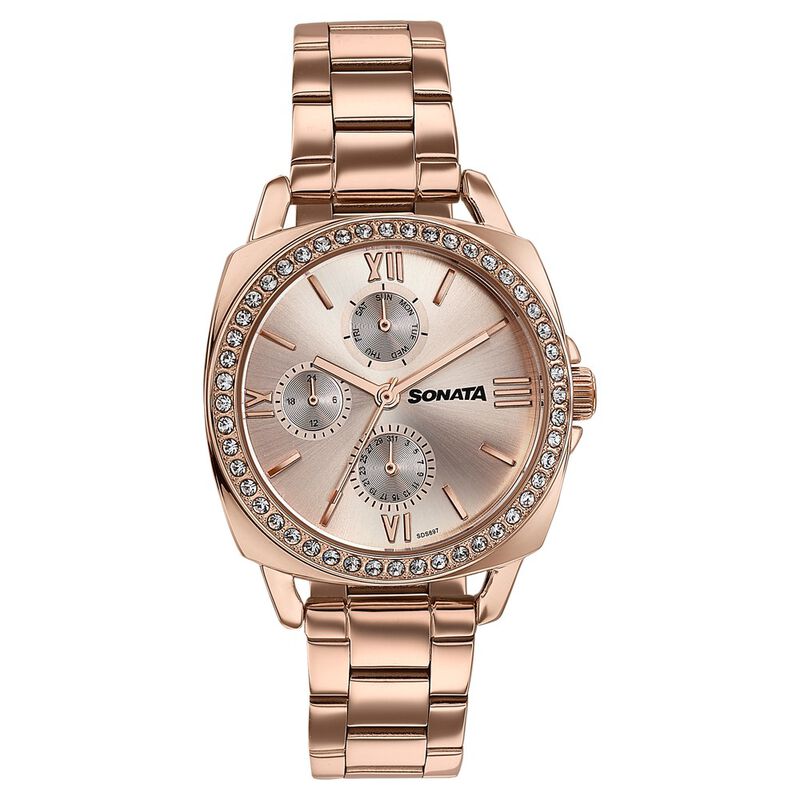 Buy Online Sonata Festive Quartz Multifunction Rose Gold Dial Rose Gold — free download