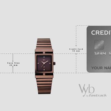 Vyb Showstopper By Fastrack Quartz Analog Brown Dial Brown Stainless Steel Strap Watch For Girls