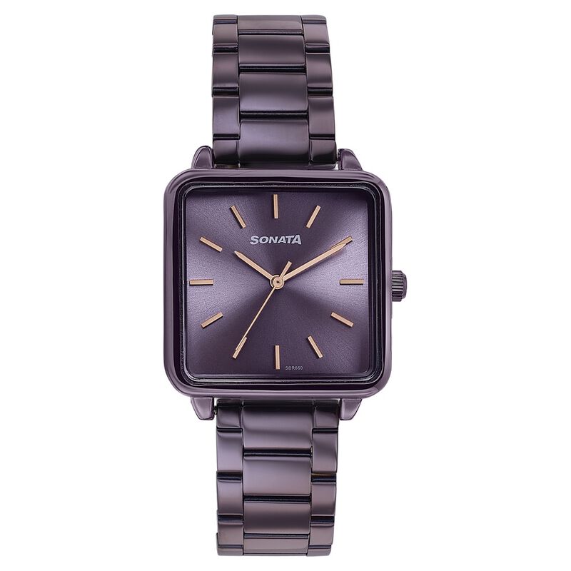 Sonata Wedding Edit Quartz Analog Purple Dial Stainless Steel Strap Watch For Women
