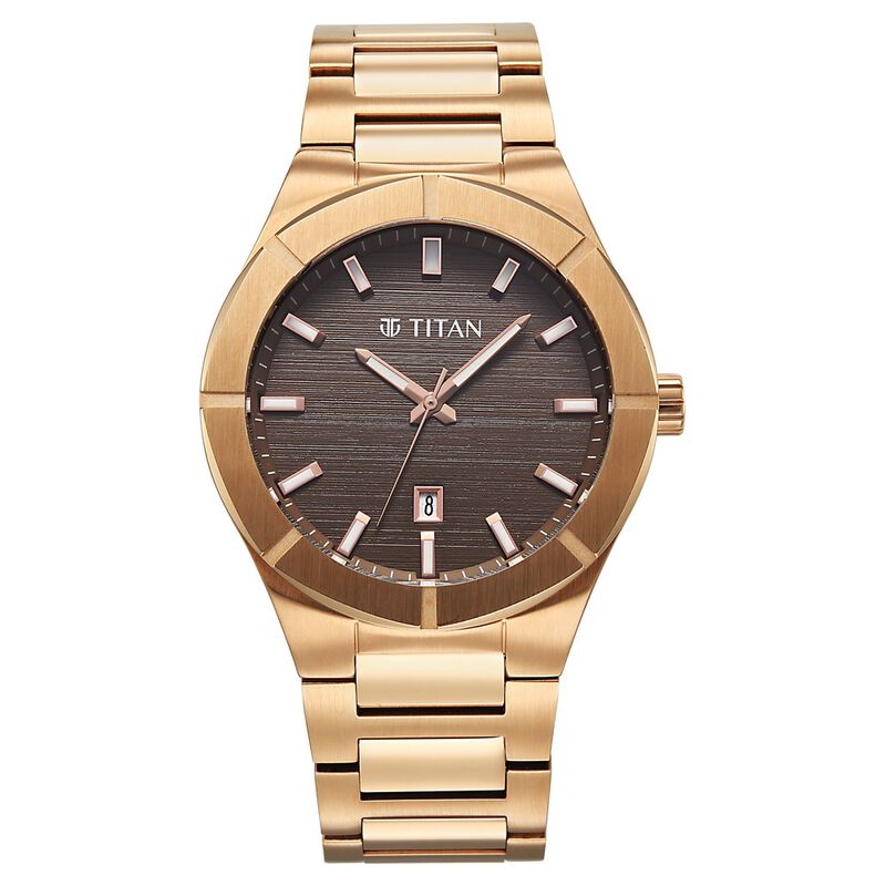 Titan Regalia Marque Analog with Brown Dial Rose Gold Strap Watch for Men