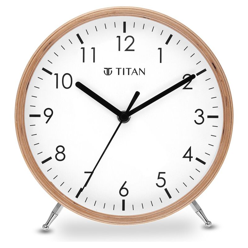 Titan Wooden Shelf Clock White Dial with Silent Sweep Technology - image number 1