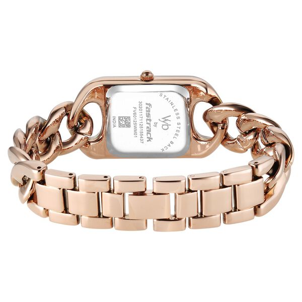 Vyb Prodigy By Fastrack Quartz Analog Maroon Dial Rose Gold Metal Strap Watch For Girls - image number 5