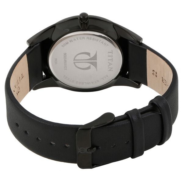 Titan Quartz Analog with Date Black Dial Leather Strap Watch for Men - image number 3