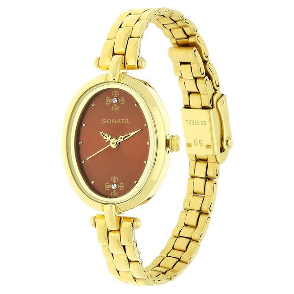 Sonata Wedding Champagne Dial Women Watch With Stainless Steel Strap - image number 1