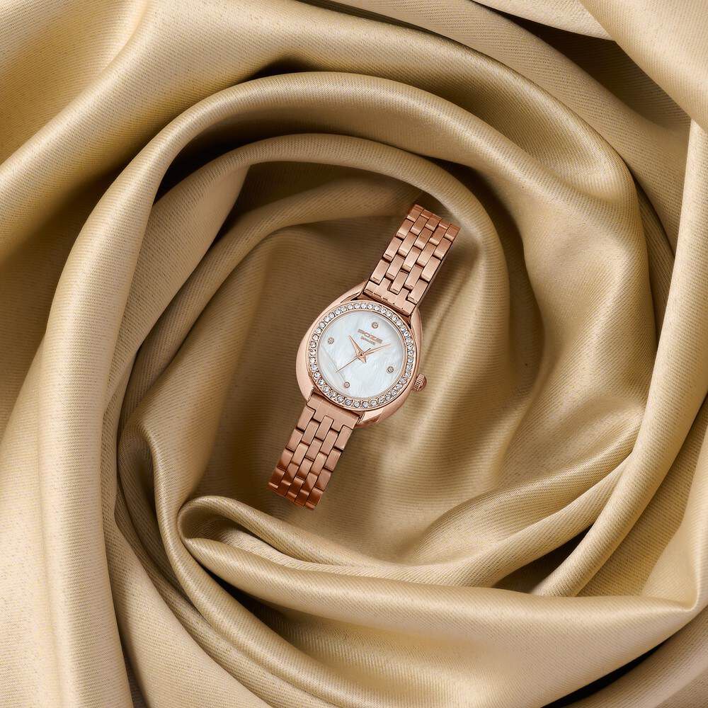 Poze By Sonata Quartz Analog Mother of Pearl Dial Rose Gold Metal Strap Watch For Women-picture-15