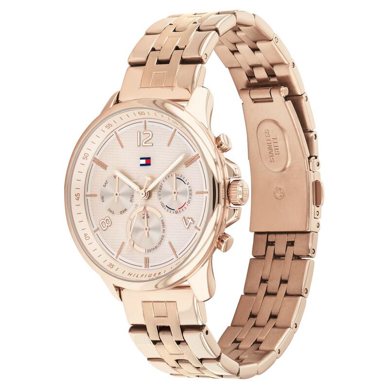 Tommy Hilfiger Quartz Multifunction Rose Gold Dial Stainless Steel Strap Watch for Women - image number 1