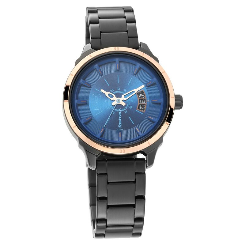 Fastrack All Nighters Quartz Analog Blue Dial Stainless Steel Strap Watch for Girls