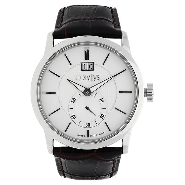 Xylys Swiss Analog with Date Brown Leather Strap and White Dial Watch For Men - image number 0