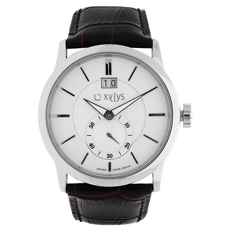 Xylys Swiss Analog with Date Brown Leather Strap and White Dial Watch For Men