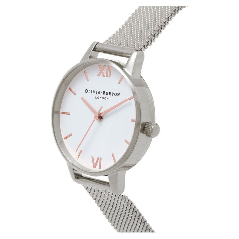Olivia Burton Quartz Analog White Dial Stainless Steel Strap Watch for Women