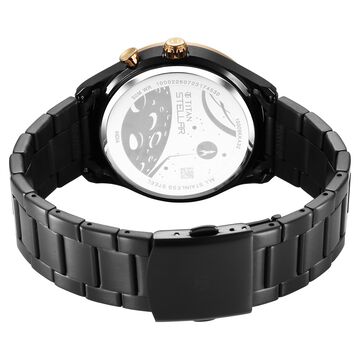 Titan Stellar Multifunction Brown Dial Black Stainless Steel Strap Watch For Men