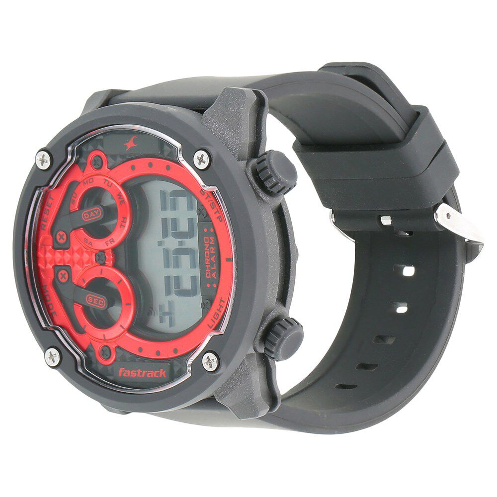 Buy Online Fastrack Trendies Digital Red Dial Silicone Strap Watch for Guys np38045pp01 Titan