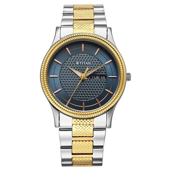 Titan Karishma Wedding Edit Quartz Analog with Day and Date Blue Dial Stainless Steel Strap Watch For Men - image number 1
