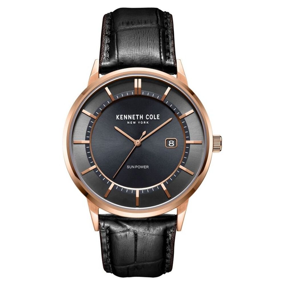 Buy Online Kenneth Cole Quartz Analog Solar Grey Dial Leather