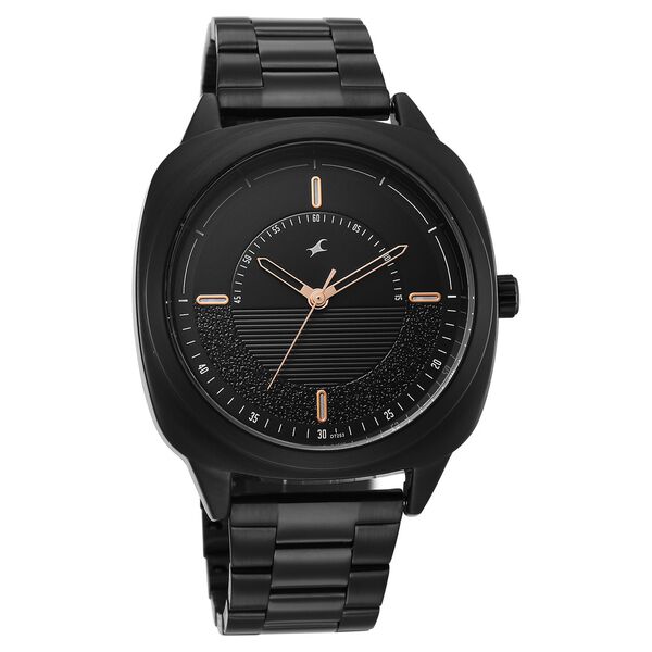Fastrack Stunners Quartz Analog Black Dial Black Stainless Steel Strap Watch For Guys - image number 1