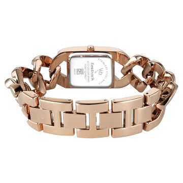 Vyb Runway By Fastrack Quartz Analog Brown Dial Rose Gold Metal Strap Watch For Girls
