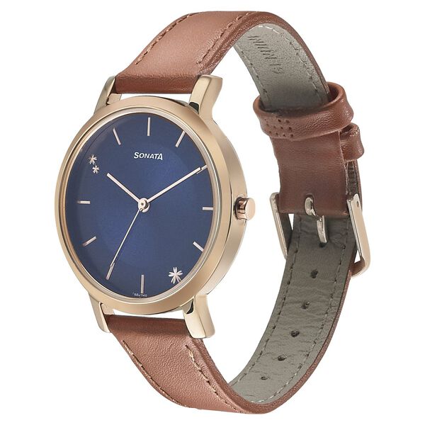 Sonata Play Blue Dial Women Watch With Leather Strap - image number 1