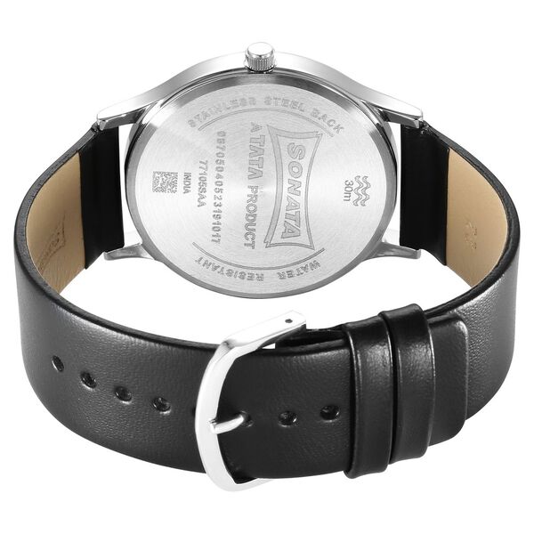Sonata Aspire Quartz Analog Silver Dial Leather Strap Watch for Men - image number 3