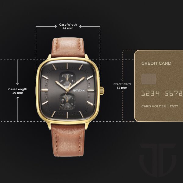Titan Avant Garde Anthracite Dial Quartz Multifunction Leather Strap watch for Men - image number 7