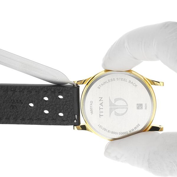 22 mm Black Genuine Leather Straps for Men - image number 6