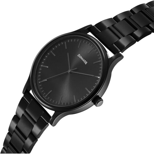 Sonata Aspire Quartz Analog Black Dial Stainless Steel Strap Watch For Men - image number 1