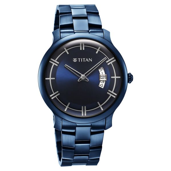 Titan Classic Distincta Blue Dial Analog with Date Stainless Steel Strap watch for Men - image number 1