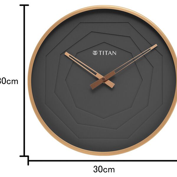 Titan Metallic Wall Clock with rose Gold Frame and Multi-layered Grey Dial 30 cm x 30 cm (Medium Size) - image number 5