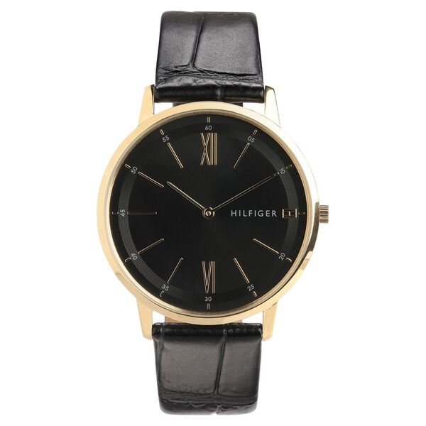 Tommy Hilfiger Quartz Analog Black Dial Leather Strap Watch for Men - image number 0
