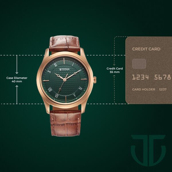 Titan Karishma Green Dial Analog Leather Strap Watch for Men - image number 2