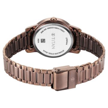 Titan Karishma Quartz Analog Beige Dial Brown Stainless Steel Strap Watch For Women