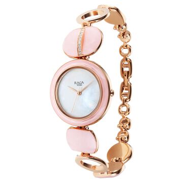 Titan Raga New You Quartz Analog Mother Of Pearl Dial Rose Quartz stone Strap Watch for Women