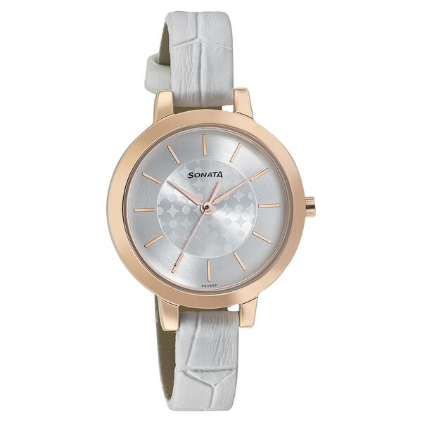 Sonata Blush Silver Dial Women Watch With Leather Strap - image number 0