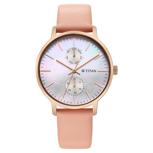 Titan Workwear Slimline Mother Of Pearl Dial Analog Leather Strap Watch for Women - image number 1