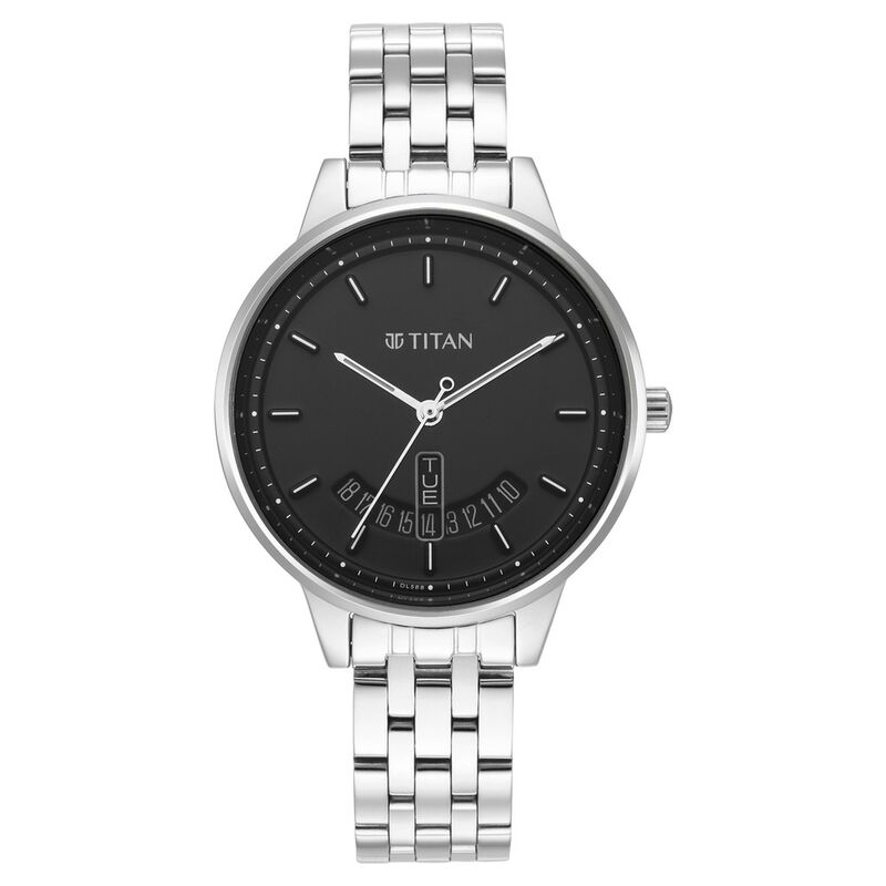 Titan Women's Precision Simplicity Watch: Black Gradient Dial with Metal Strap - image number 1