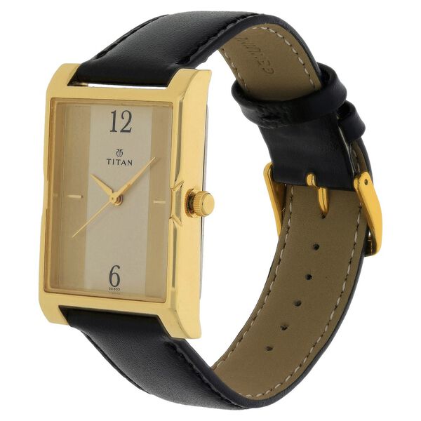 Titan Quartz Analog Champagne Dial Leather Strap Watch for Men - image number 1