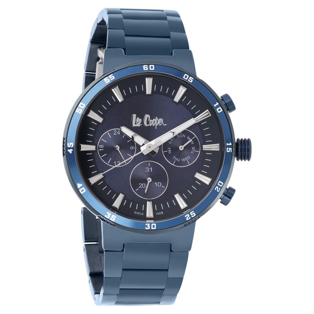 Buy Online Lee Cooper Quartz Multifunction Blue Dial Metal Strap Watch for Men nclc6841390 Titan