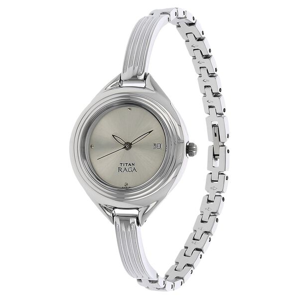 Titan Quartz Analog with Date Silver Dial Metal Strap Watch for Women - image number 1