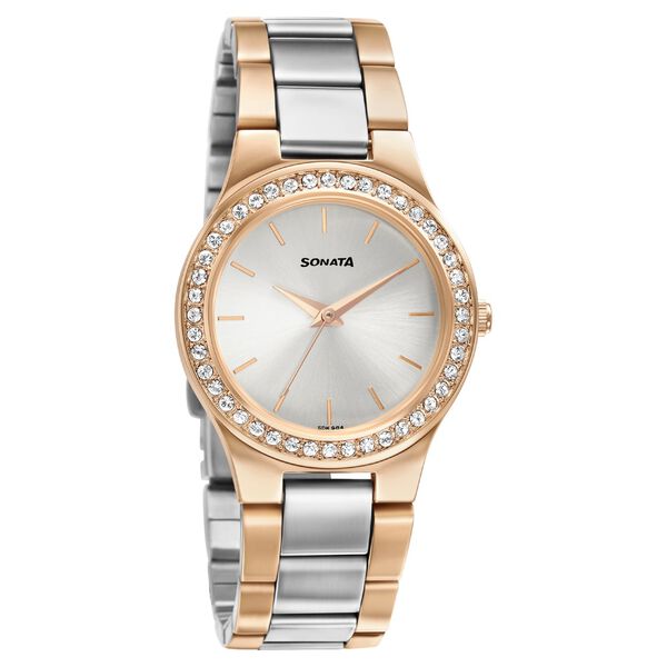 Sonata Blush It Up Silver Dial Women Watch With Stainless Steel Strap - image number 0