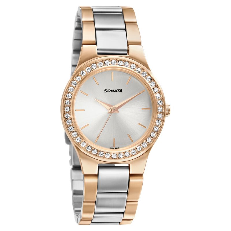 Sonata Blush It Up Silver Dial Women Watch With Stainless Steel Strap