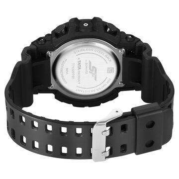 SF Digital Round Round Shaped Dial Black PU Strap Watch For Men