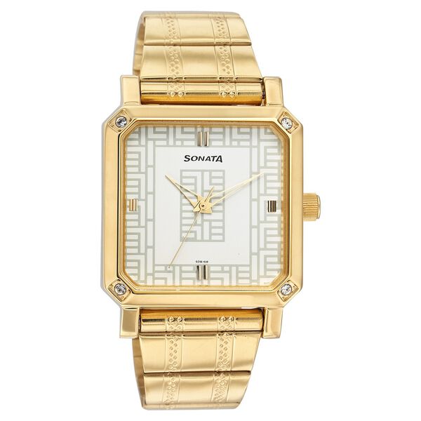 Sonata Quartz Analog White Dial Stainless Steel Strap Watch for Men - image number 0