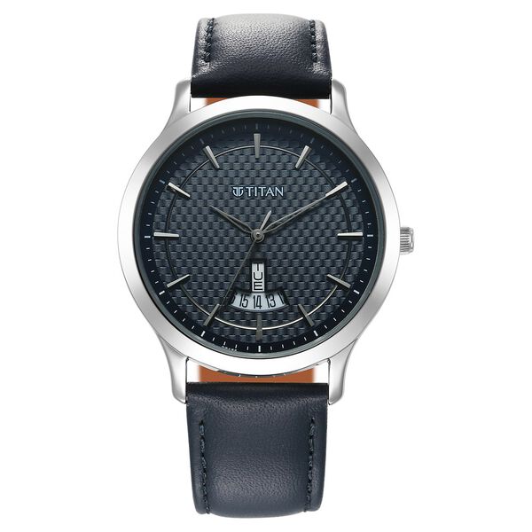 Titan Karishma Quartz Analog Blue Dial Leather Strap Watch for Men - image number 0