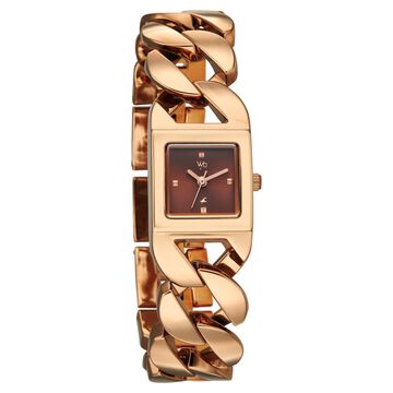Vyb Runway By Fastrack Quartz Analog Brown Dial Rose Gold Metal Strap Watch For Girls