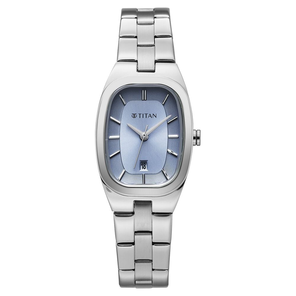 Titan Work Essentials Quartz Analog Blue Dial Silver Metal Strap Watch For Women-image-7