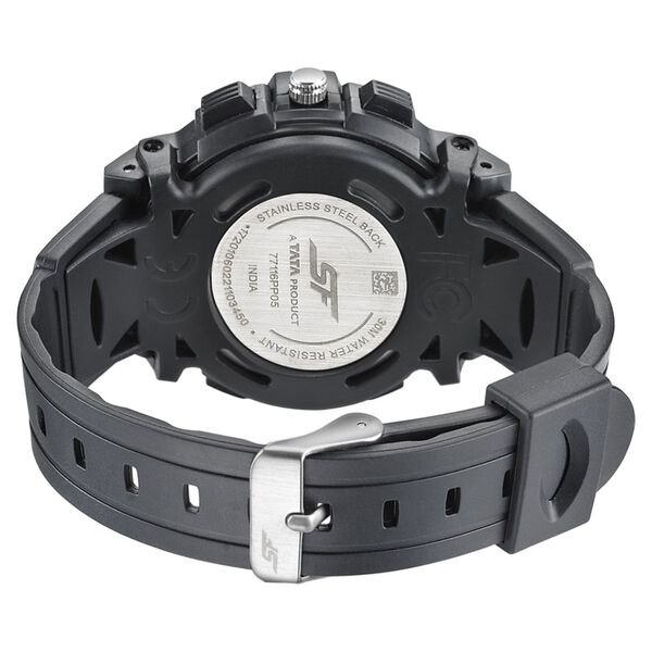 SF Hustler Quartz Digital Analog Digital Black Dial Black PU Strap Watch For Men - image number 3