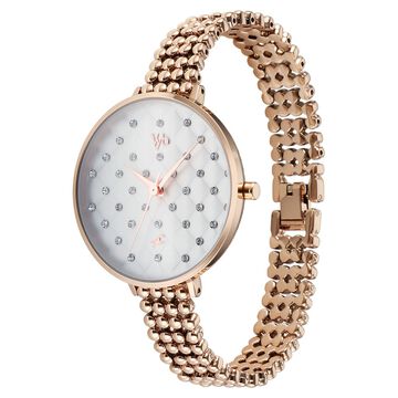 Vyb Iconique By Fastrack Quartz Analog White Dial Metal Strap Watch For Girls