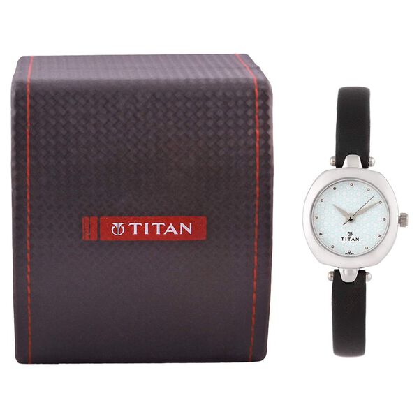 Titan Quartz Analog White Dial Leather Strap Watch for Women - image number 4