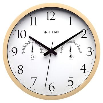 Titan Chic 30 cm Wooden Wall Clock with Smart Climate Monitoring