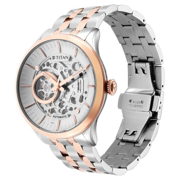 Titan Metal Mechanicals Silver Dial Dual Tone Stainless Steel Strap Watch for Men - image number 3