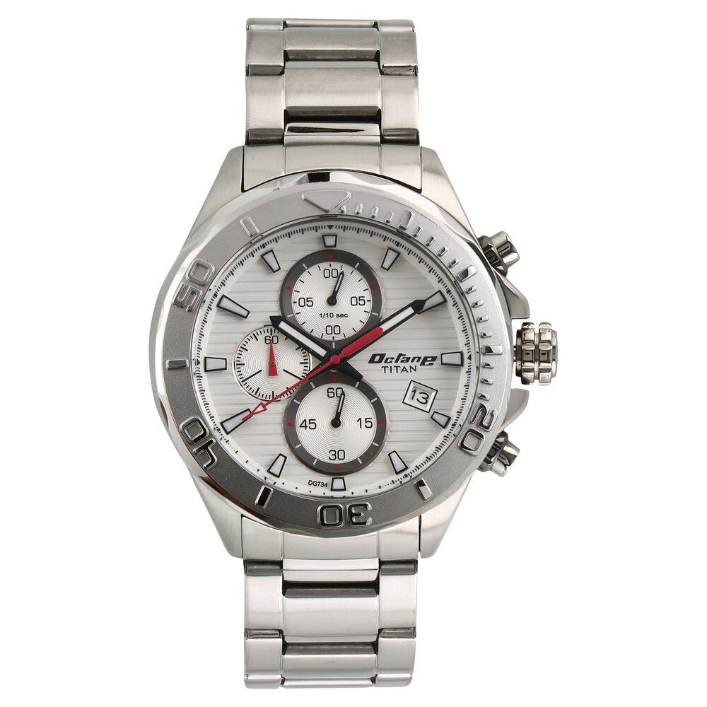 Titan Quartz Chronograph Silver Dial Stainless Steel Strap Watch for Men